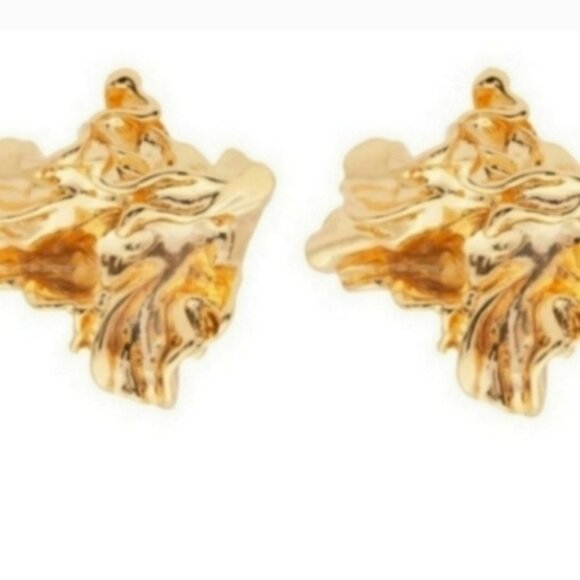 Amber Sceats Reese Earrings 24K Gold Plated Chunky Textured Stud Made in Italy - Picture 4 of 14